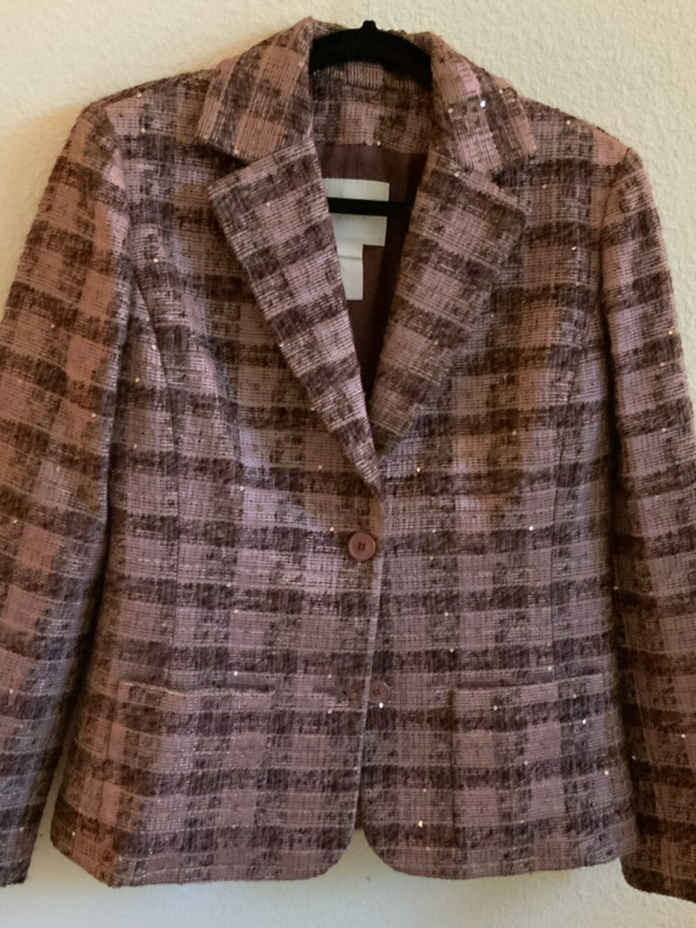 VOTRE NOM Vintage Y2K Tweed Plaid Blazer Jacket Size 12 / EURO 5